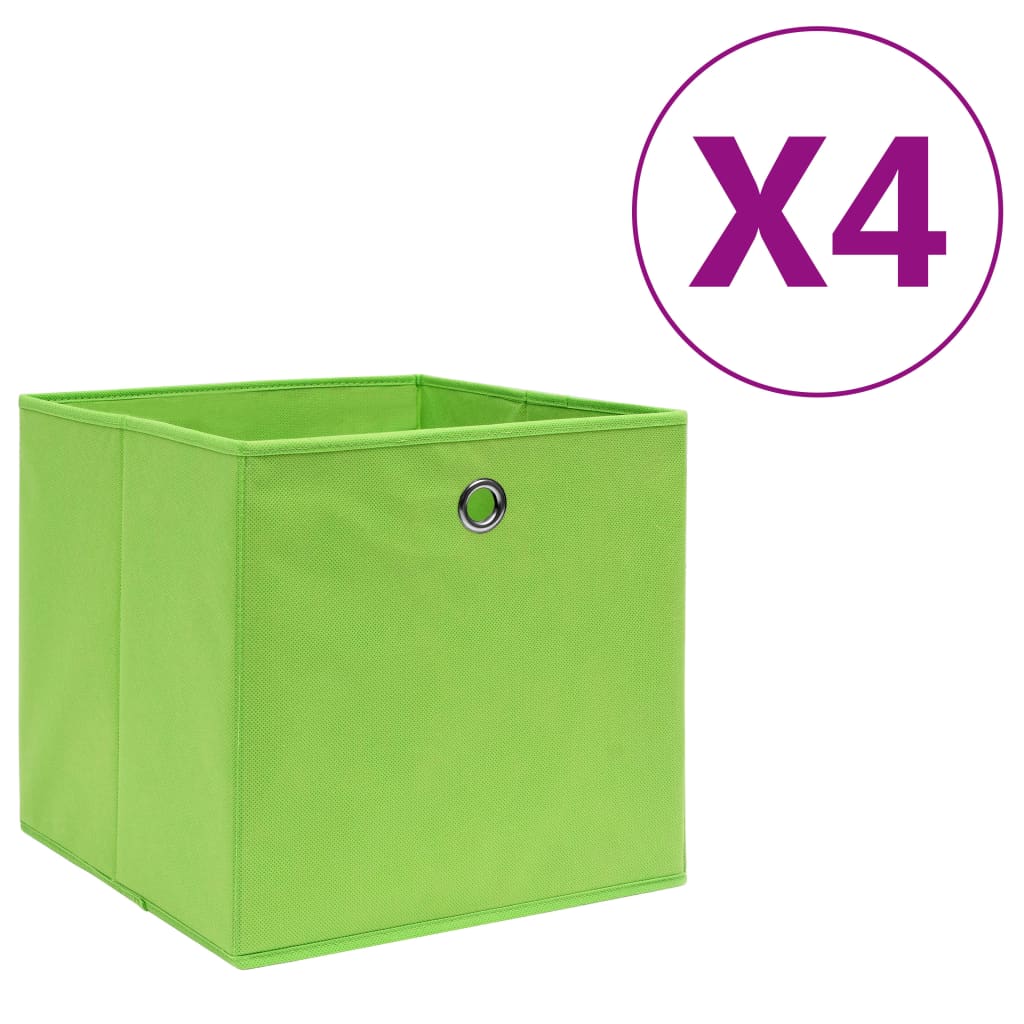 Opbergboxen 4 st 28x28x28 cm nonwoven stof groen - AllerleiShop