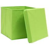 Opbergboxen met deksel 4 st 28x28x28 cm groen - AllerleiShop