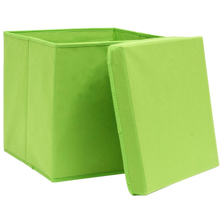 Opbergboxen met deksel 4 st 28x28x28 cm groen - AllerleiShop