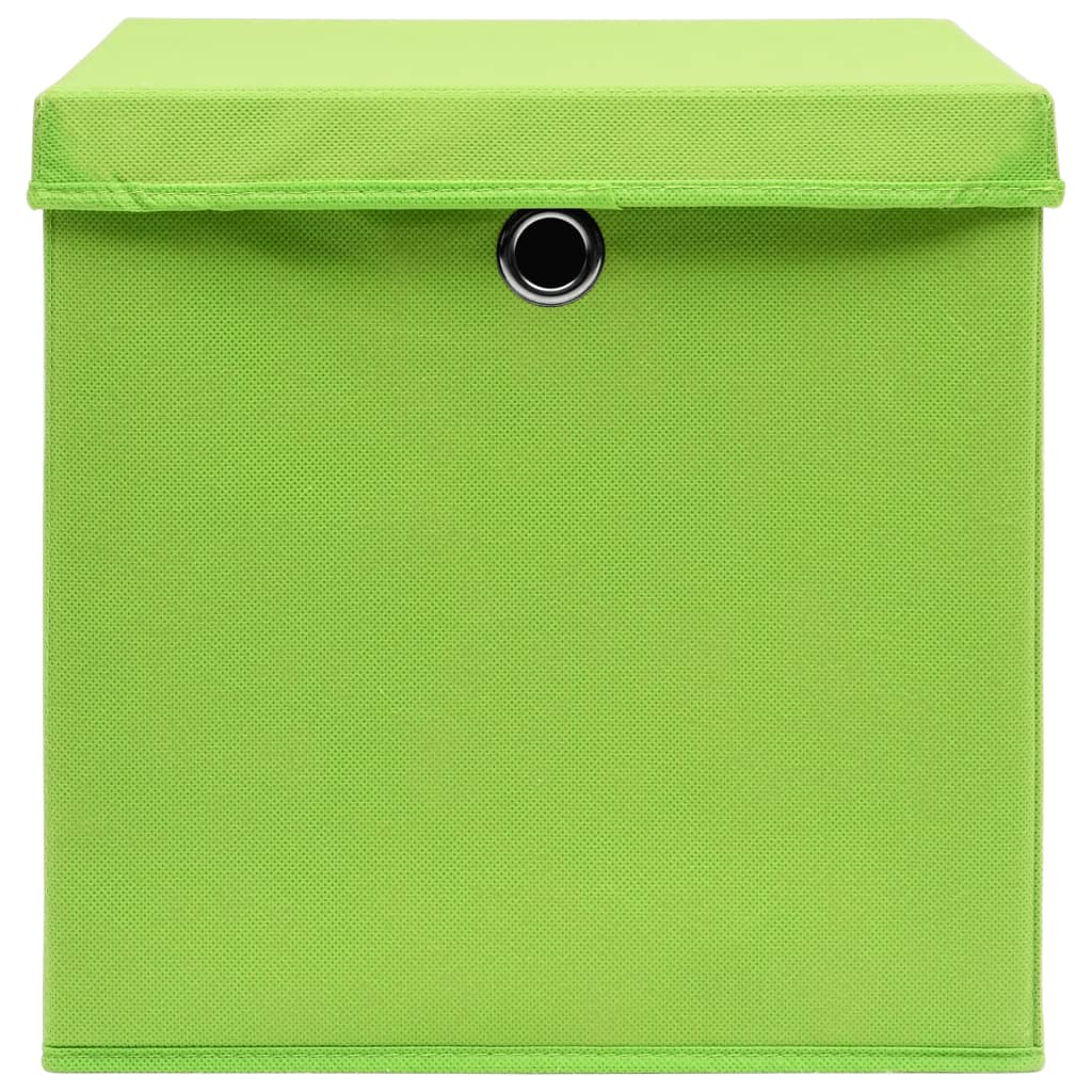 Opbergboxen met deksel 4 st 28x28x28 cm groen - AllerleiShop