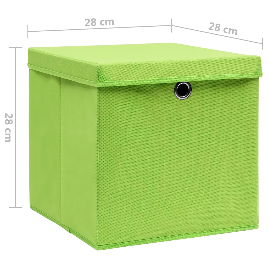 Opbergboxen met deksel 4 st 28x28x28 cm groen - AllerleiShop