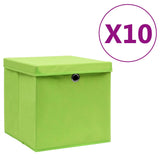 Opbergboxen met deksel 10 st 28x28x28 cm groen - AllerleiShop