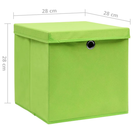 Opbergboxen met deksel 10 st 28x28x28 cm groen - AllerleiShop