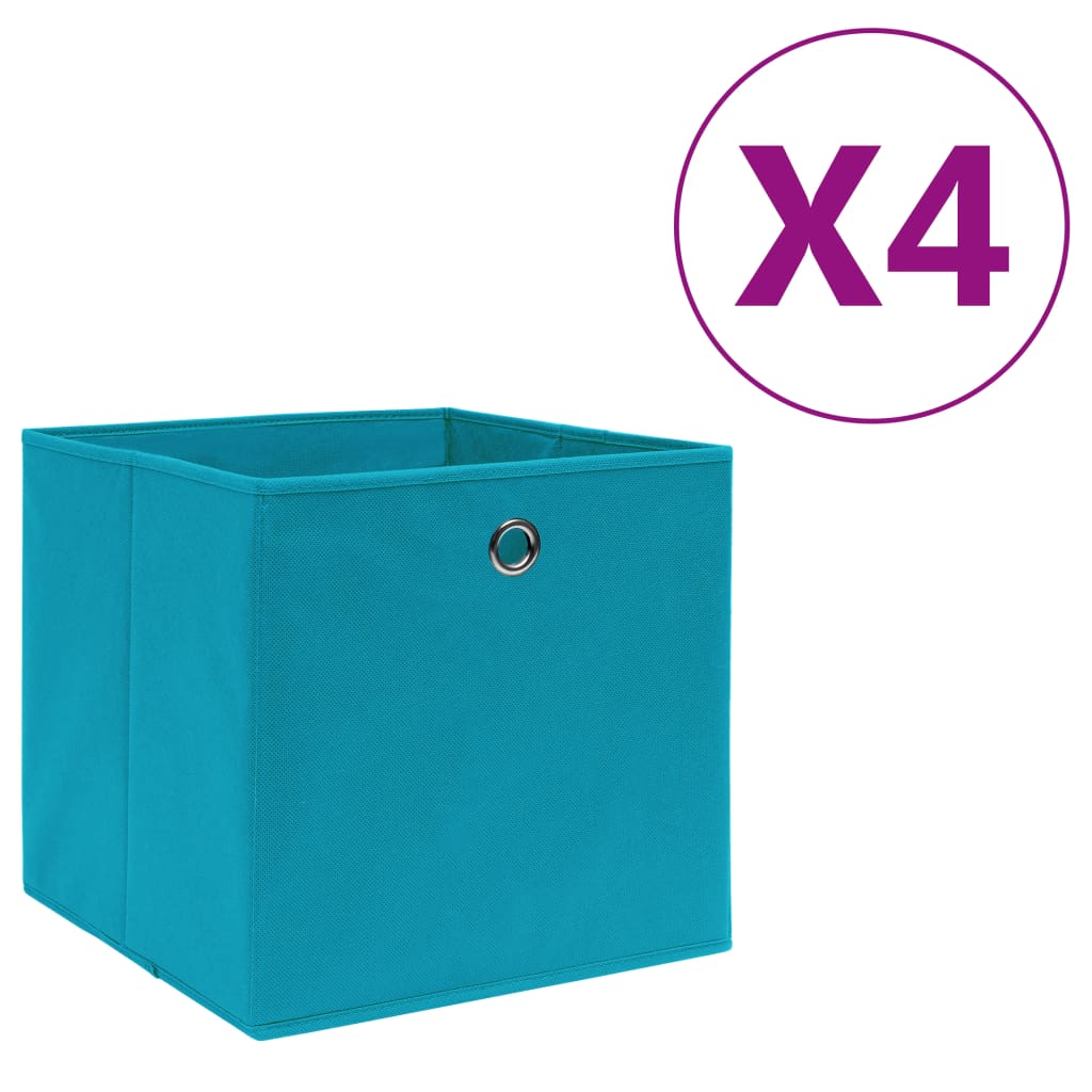 Opbergboxen 4 st 28x28x28 cm nonwoven stof babyblauw - AllerleiShop