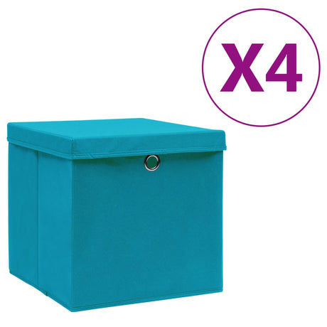 Opbergboxen met deksel 4 st 28x28x28 cm babyblauw - AllerleiShop