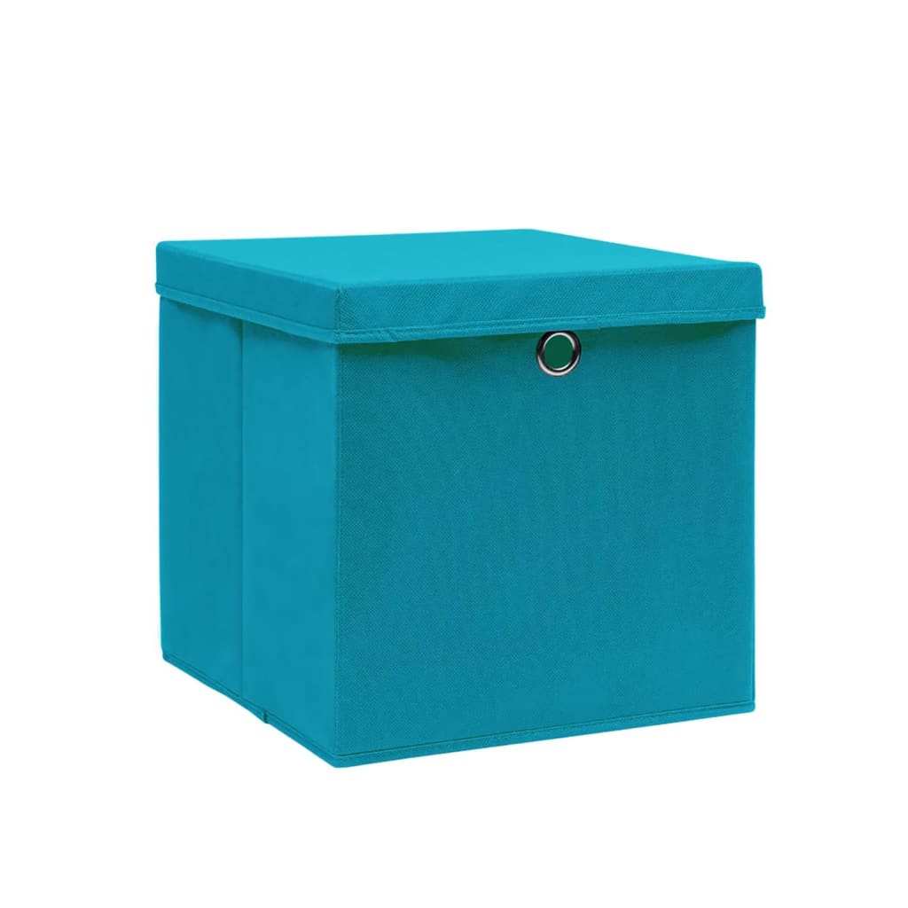 Opbergboxen met deksel 4 st 28x28x28 cm babyblauw - AllerleiShop