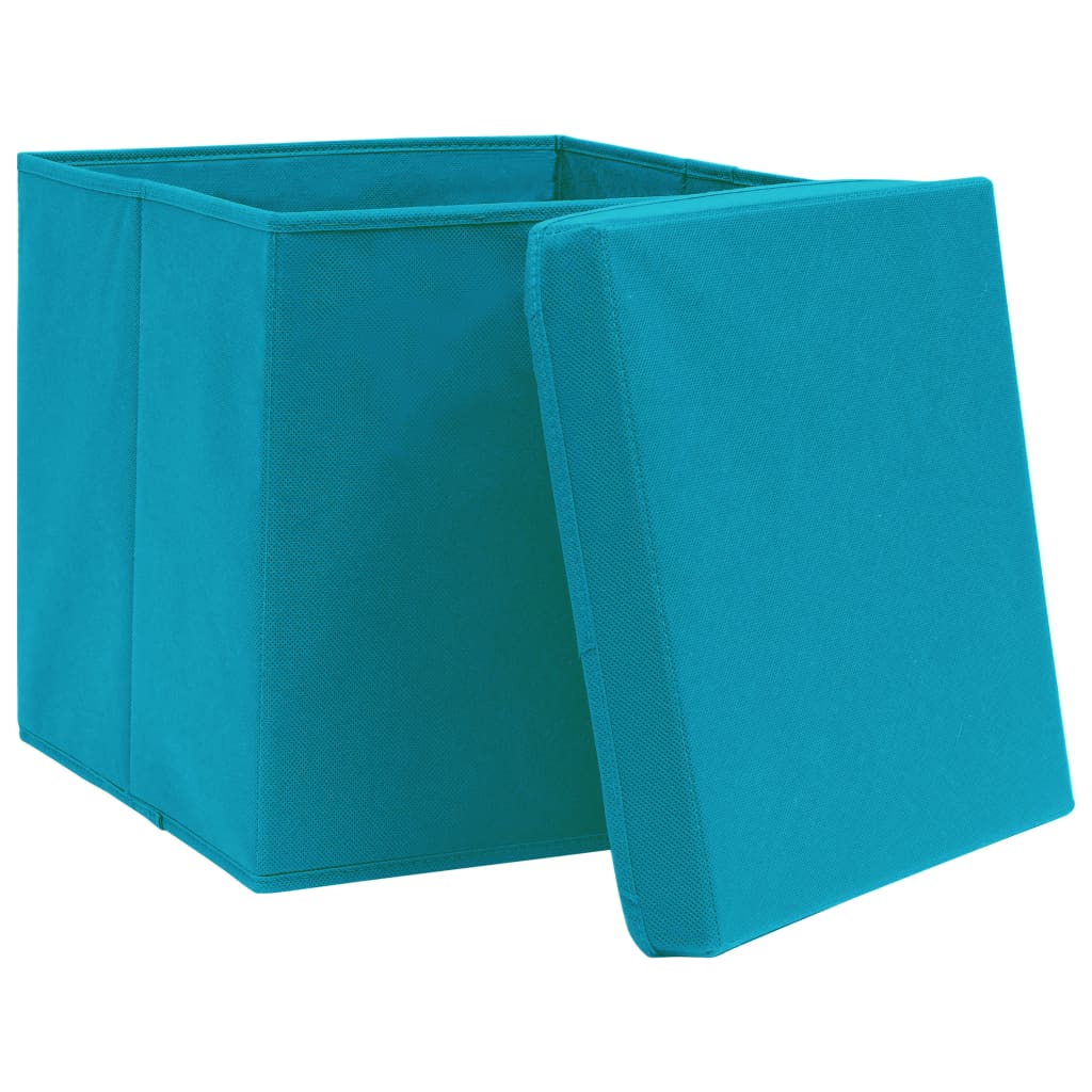 Opbergboxen met deksel 4 st 28x28x28 cm babyblauw - AllerleiShop