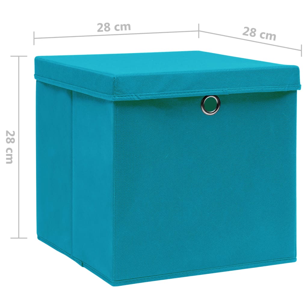 Opbergboxen met deksel 4 st 28x28x28 cm babyblauw - AllerleiShop