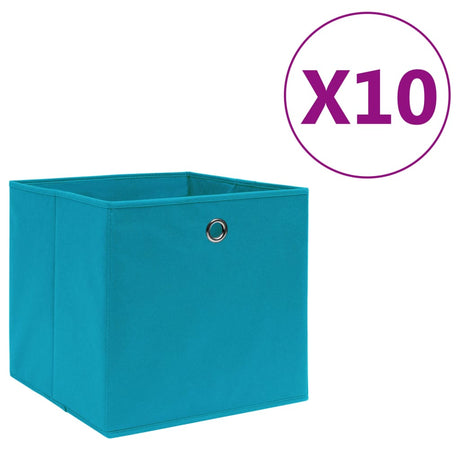 Opbergboxen 10 st 28x28x28 cm nonwoven stof babyblauw - AllerleiShop