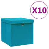 Opbergboxen met deksel 10 st 28x28x28 cm babyblauw - AllerleiShop