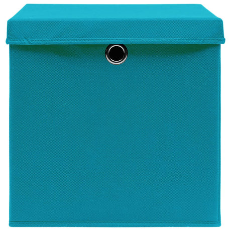 Opbergboxen met deksel 10 st 28x28x28 cm babyblauw - AllerleiShop