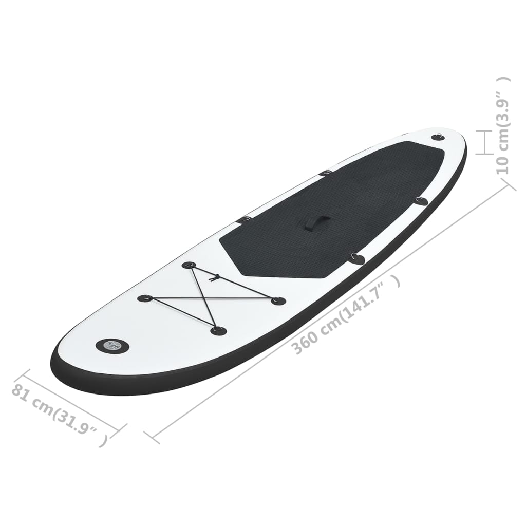 Stand Up Paddleboardset opblaasbaar zwart en wit