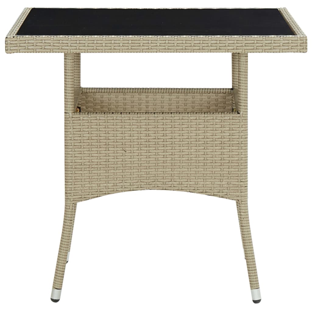 Tuintafel poly rattan en glas beige - AllerleiShop