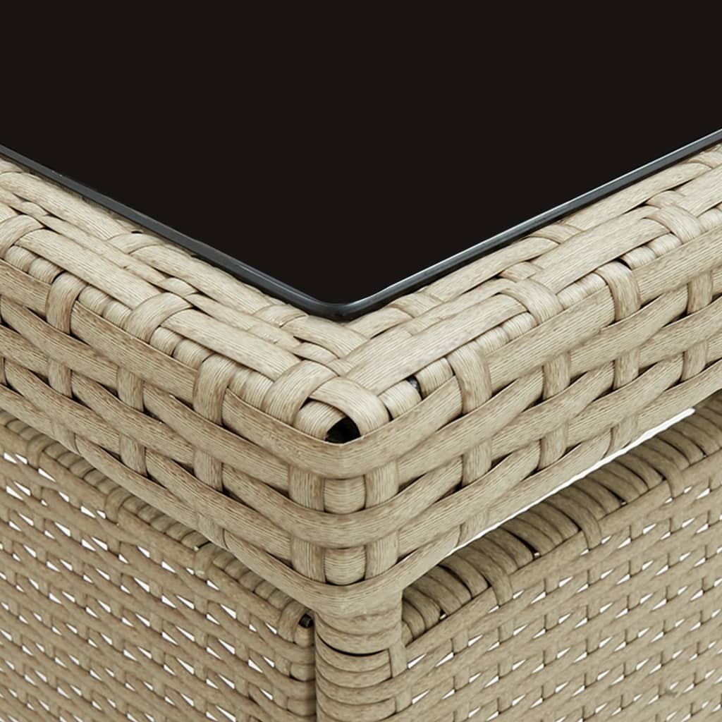 Tuintafel poly rattan en glas beige - AllerleiShop