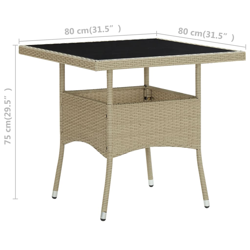 Tuintafel poly rattan en glas beige - AllerleiShop