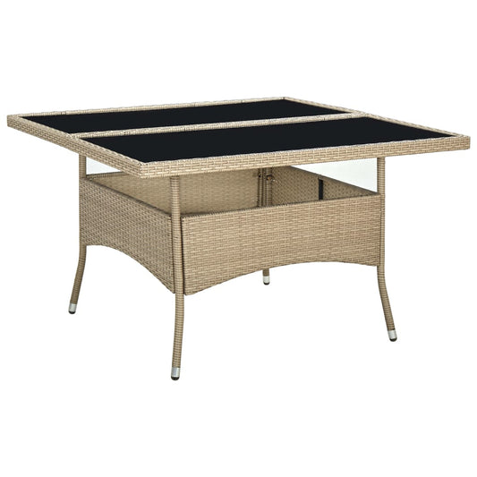 Tuintafel poly rattan en glas beige - AllerleiShop