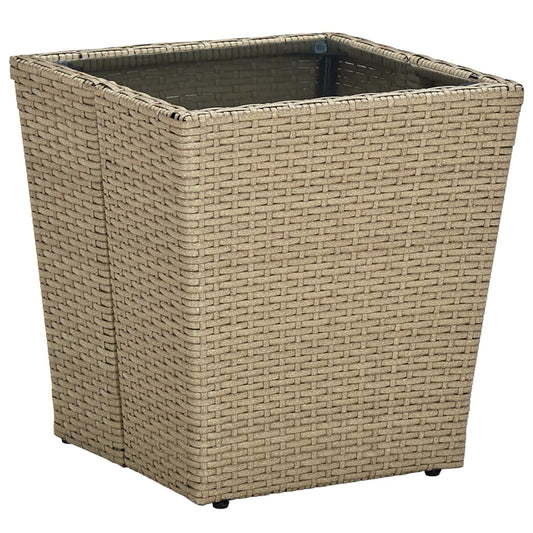 Salontafel 41,5x41,5x44 cm poly rattan en gehard glas beige - AllerleiShop