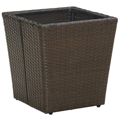 Salontafel 41,5x41,5x44 cm poly rattan en gehard glas bruin - AllerleiShop