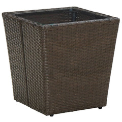 Salontafel 41,5x41,5x44 cm poly rattan en gehard glas bruin