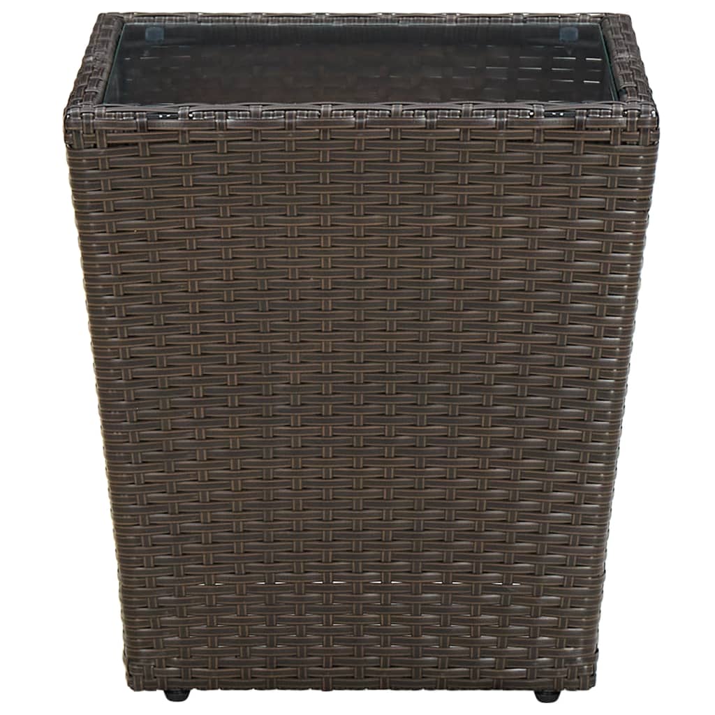 Salontafel 41,5x41,5x44 cm poly rattan en gehard glas bruin - AllerleiShop