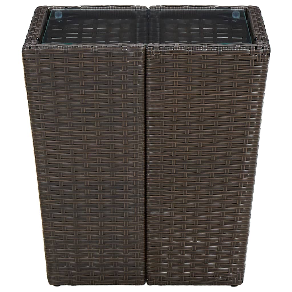 Salontafel 41,5x41,5x44 cm poly rattan en gehard glas bruin - AllerleiShop