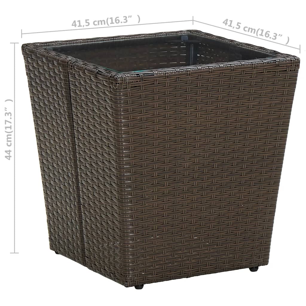 Salontafel 41,5x41,5x44 cm poly rattan en gehard glas bruin - AllerleiShop