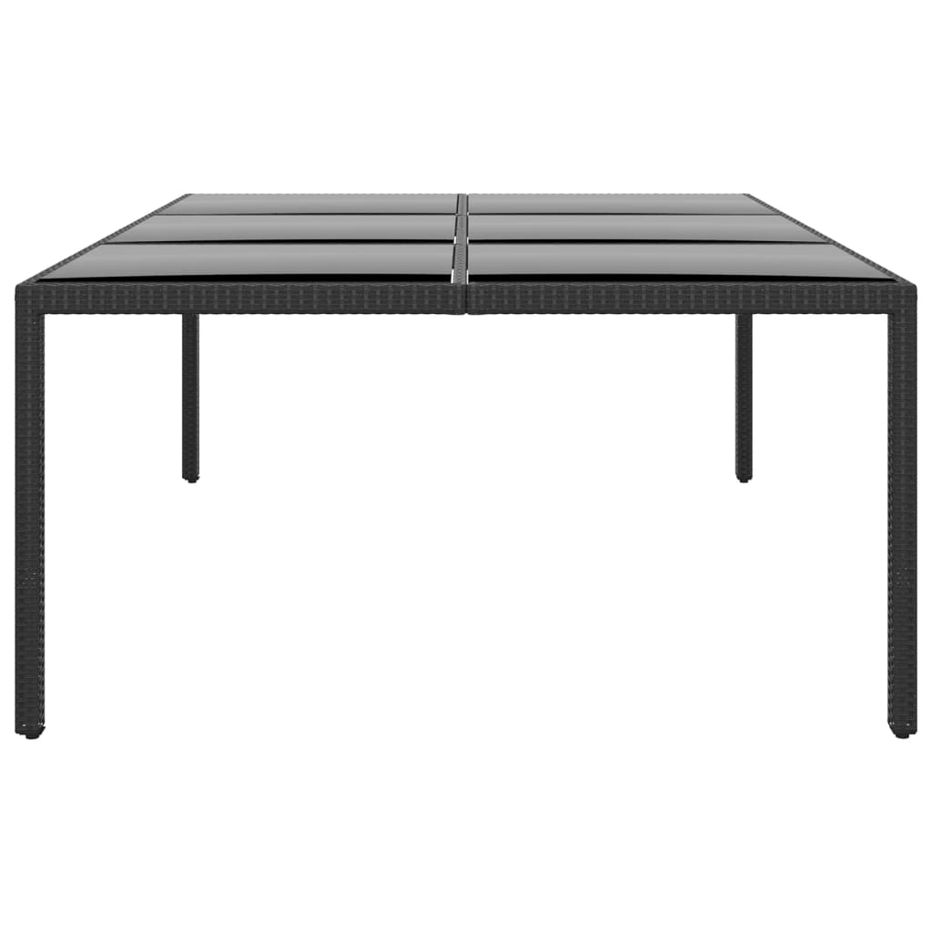 Tuintafel 200x150x75 cm gehard glas en poly rattan zwart - AllerleiShop