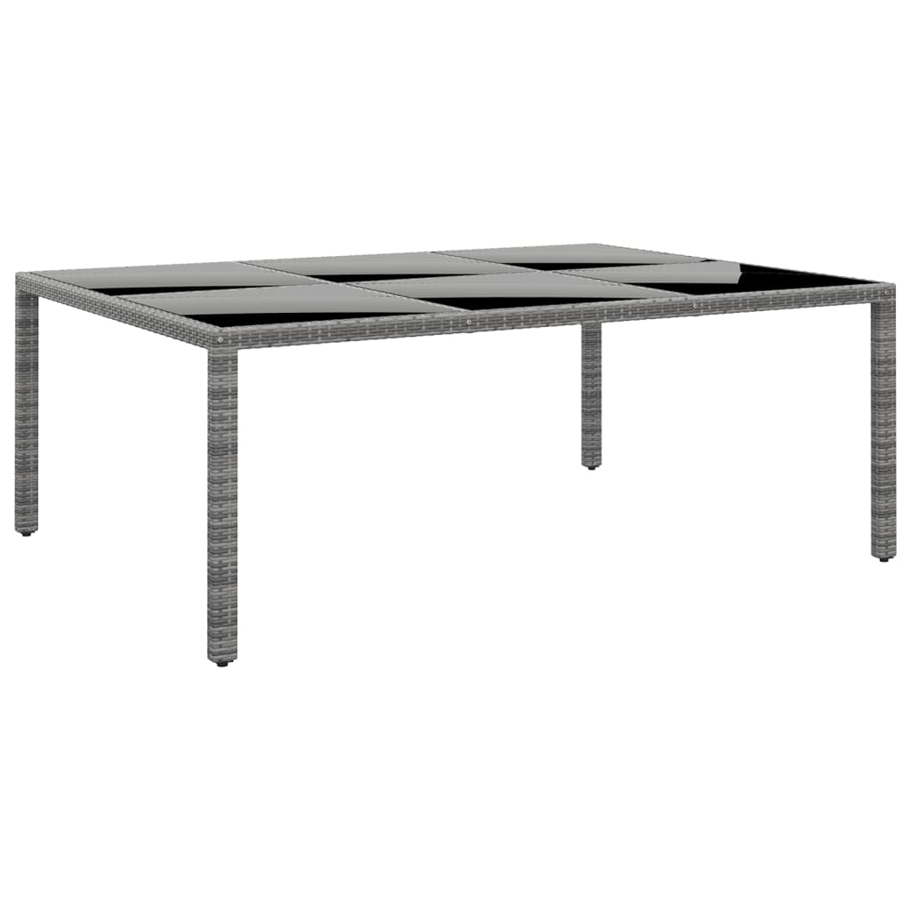 Tuintafel 200x150x75 cm gehard glas en poly rattan grijs - AllerleiShop