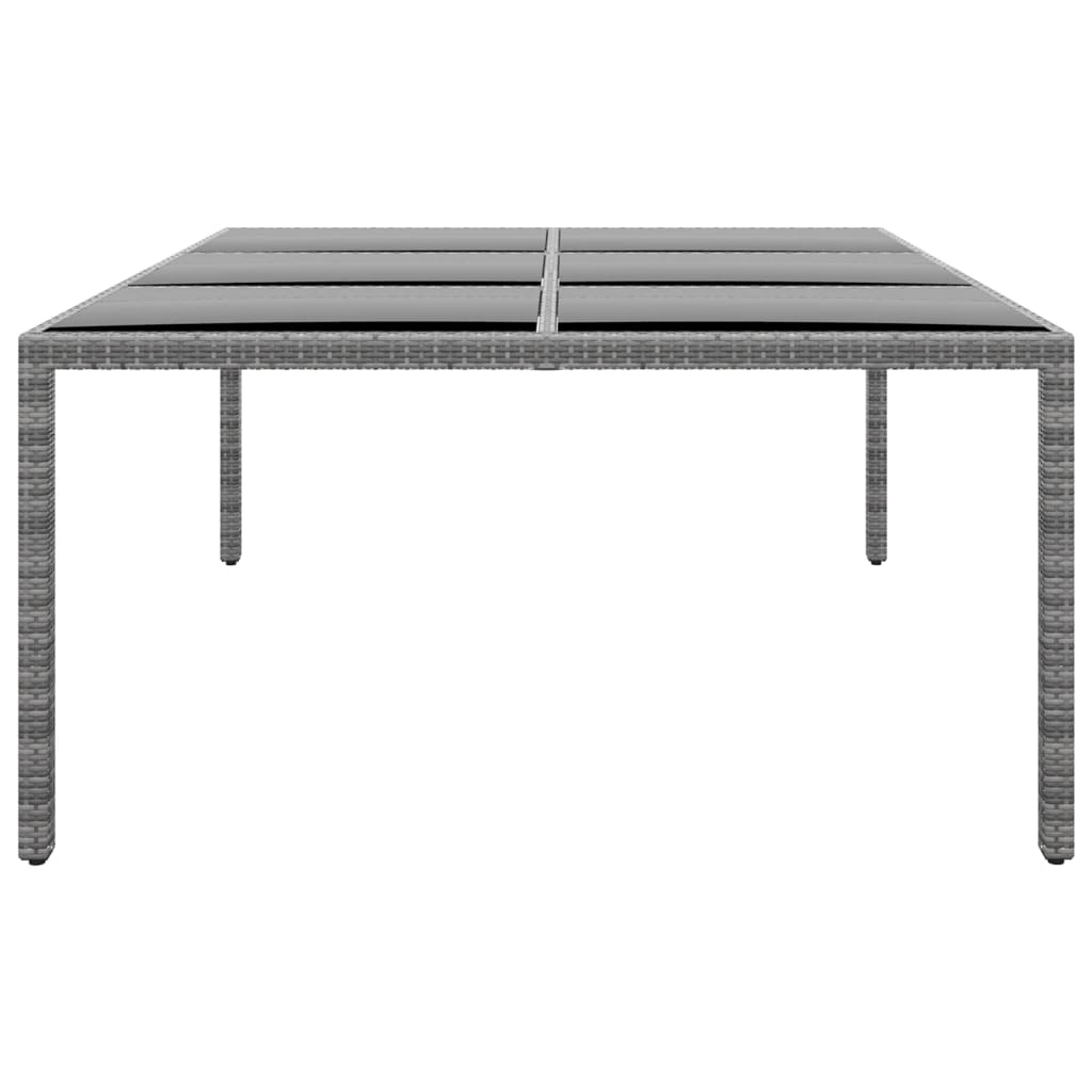 Tuintafel 200x150x75 cm gehard glas en poly rattan grijs - AllerleiShop