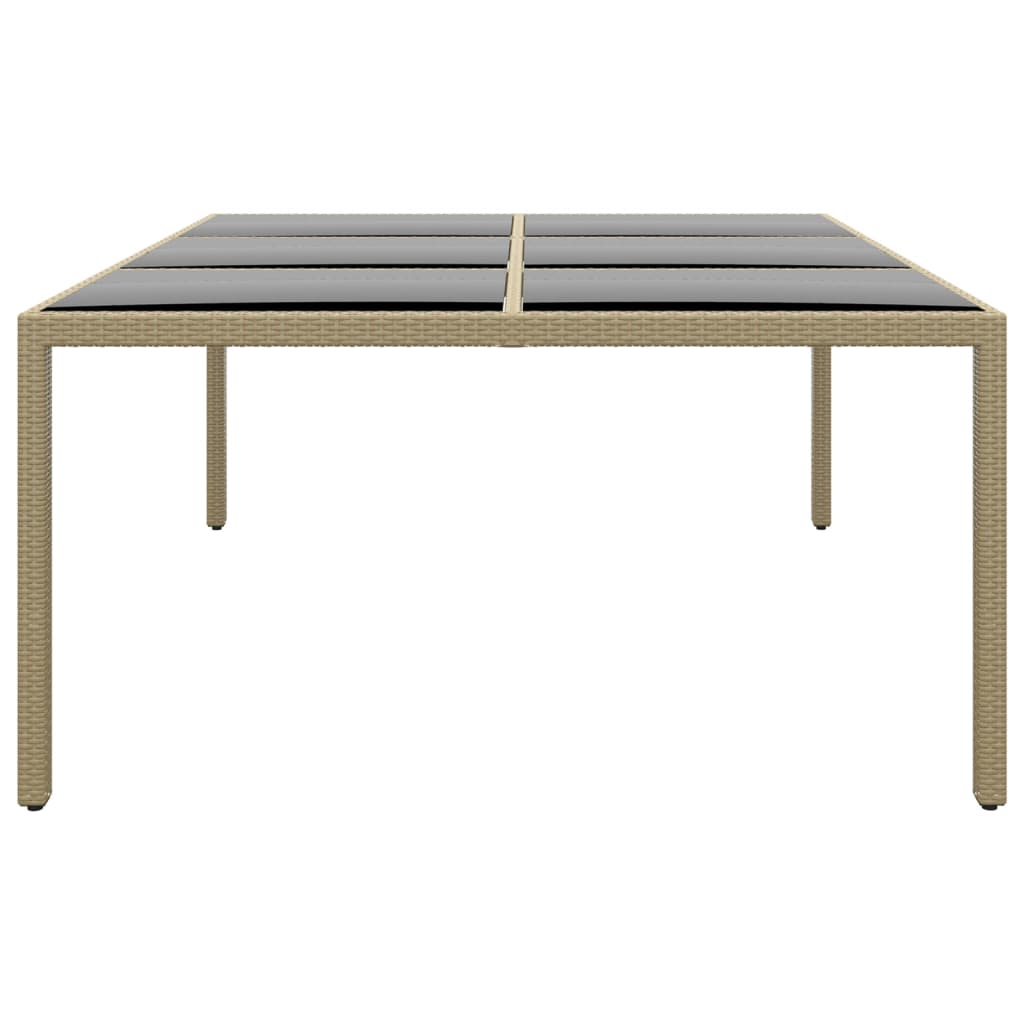 Tuintafel 200x150x75 cm gehard glas en poly rattan beige - AllerleiShop