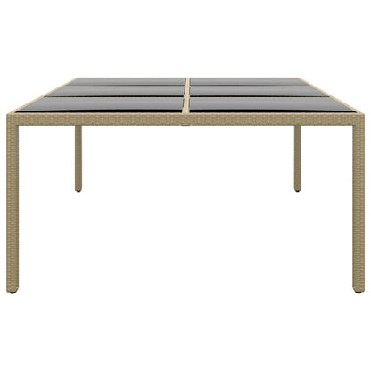 Tuintafel 200x150x75 cm gehard glas en poly rattan beige - AllerleiShop