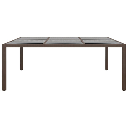 Tuintafel met glazen blad 200x150x75 cm rattan bruin - AllerleiShop