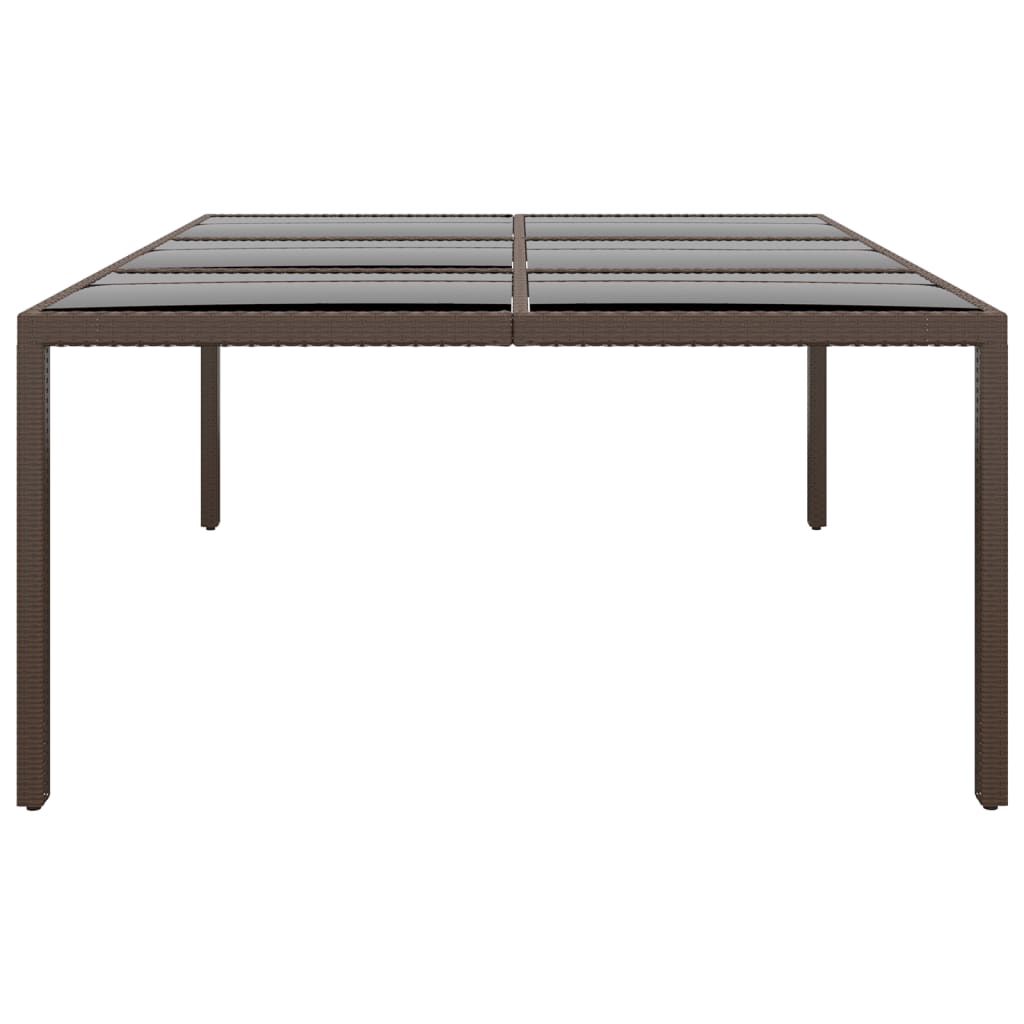 Tuintafel met glazen blad 200x150x75 cm rattan bruin - AllerleiShop