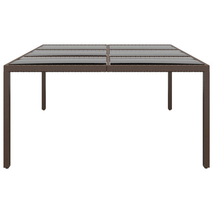 Tuintafel met glazen blad 200x150x75 cm rattan bruin - AllerleiShop