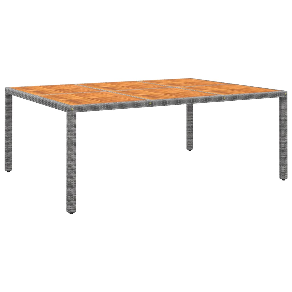 Tuintafel 200x150x75 cm acaciahout en poly rattan grijs - AllerleiShop