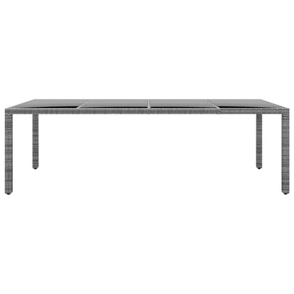 Tuintafel 250x100x75 cm gehard glas en poly rattan grijs - AllerleiShop