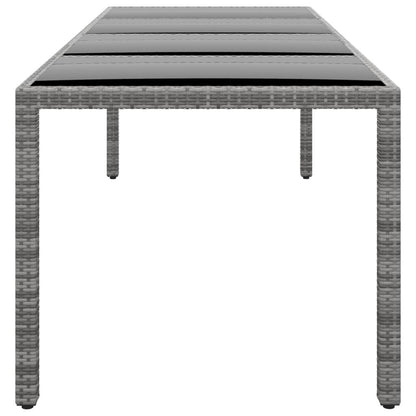 Tuintafel 250x100x75 cm gehard glas en poly rattan grijs - AllerleiShop