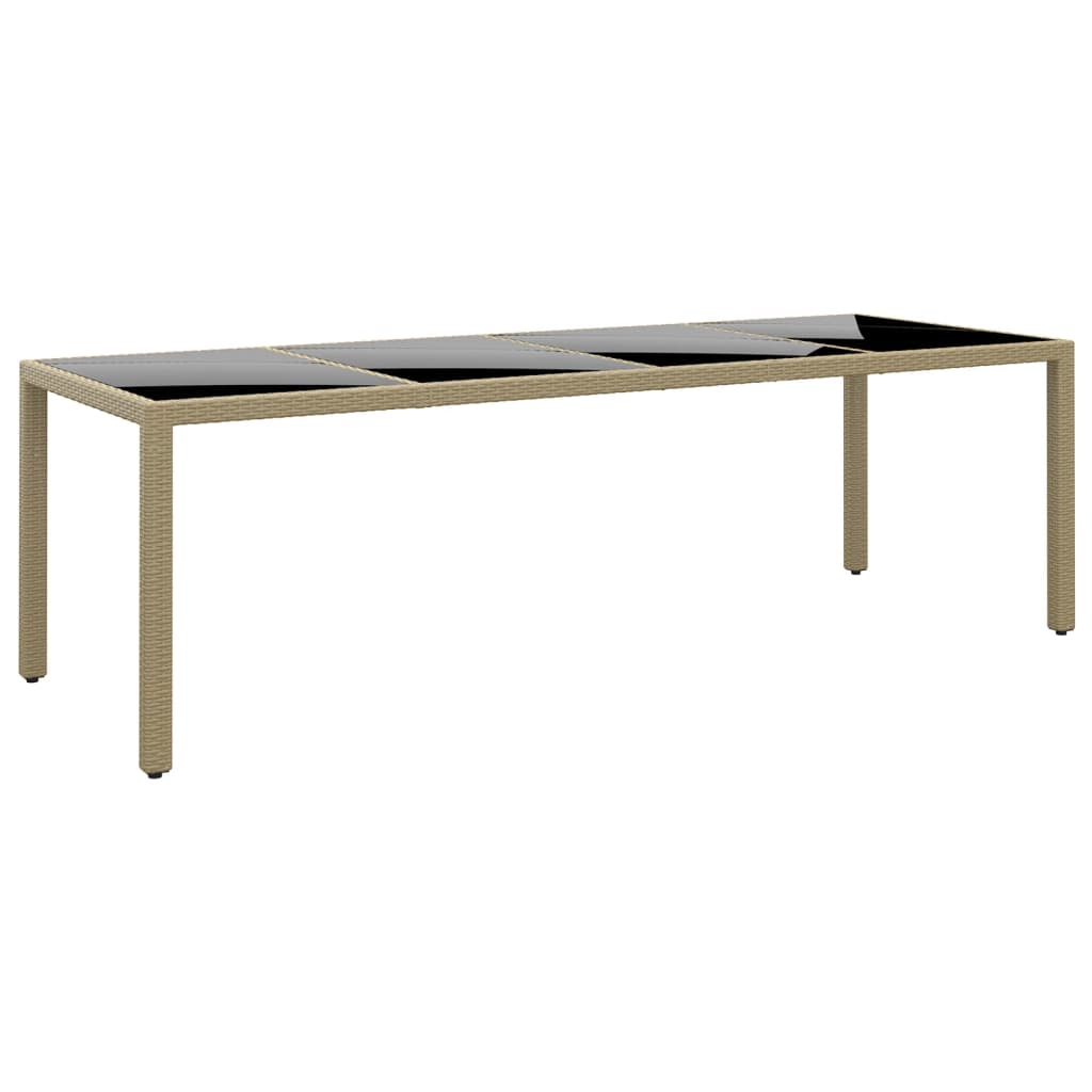 Tuintafel met glazen blad poly rattan beige - AllerleiShop