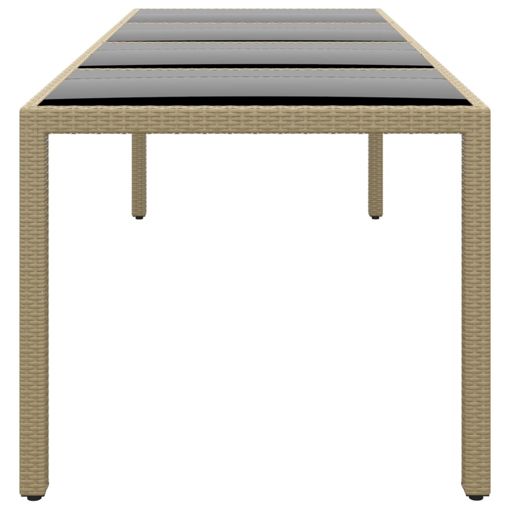 Tuintafel met glazen blad poly rattan beige - AllerleiShop