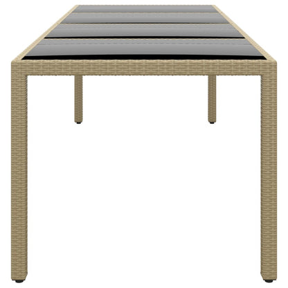 Tuintafel met glazen blad poly rattan beige - AllerleiShop