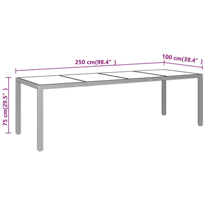 Tuintafel met glazen blad poly rattan beige - AllerleiShop