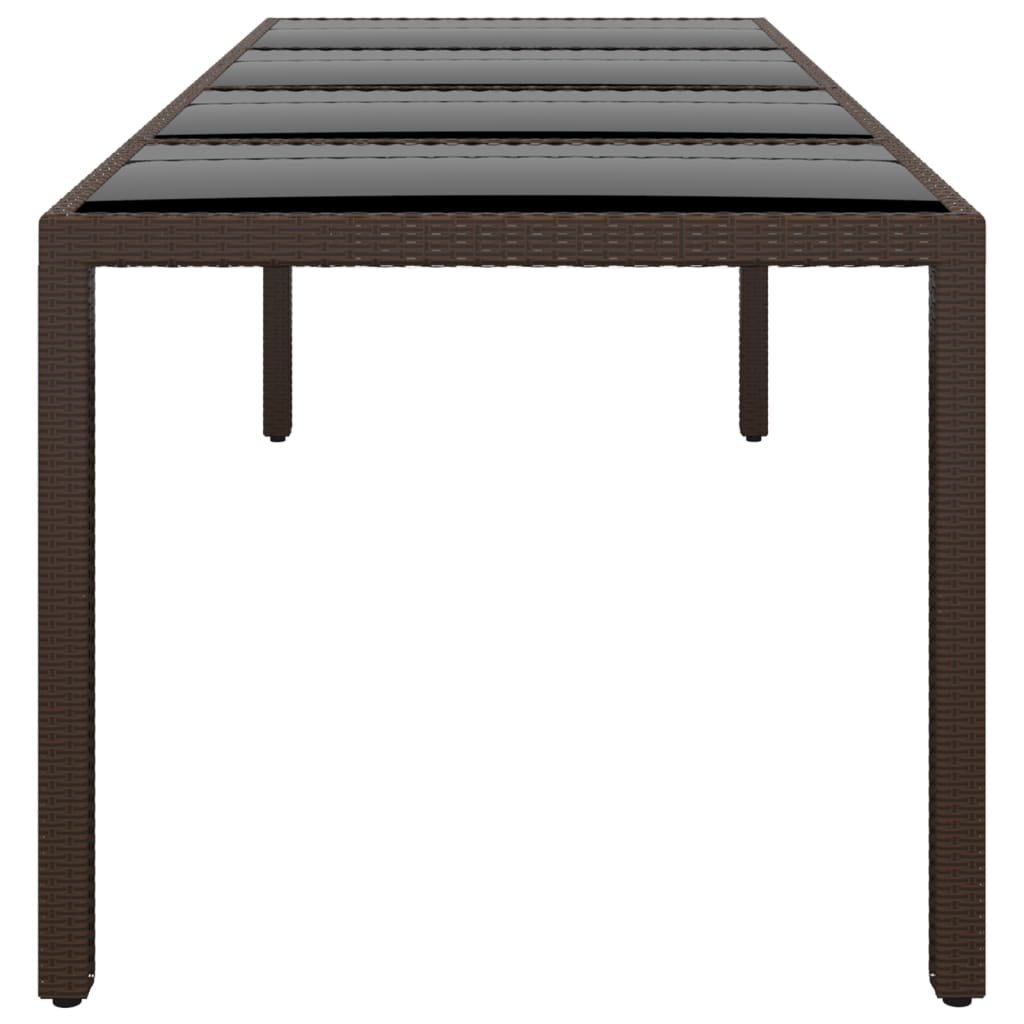 Tuintafel met glazen blad poly rattan bruin - AllerleiShop