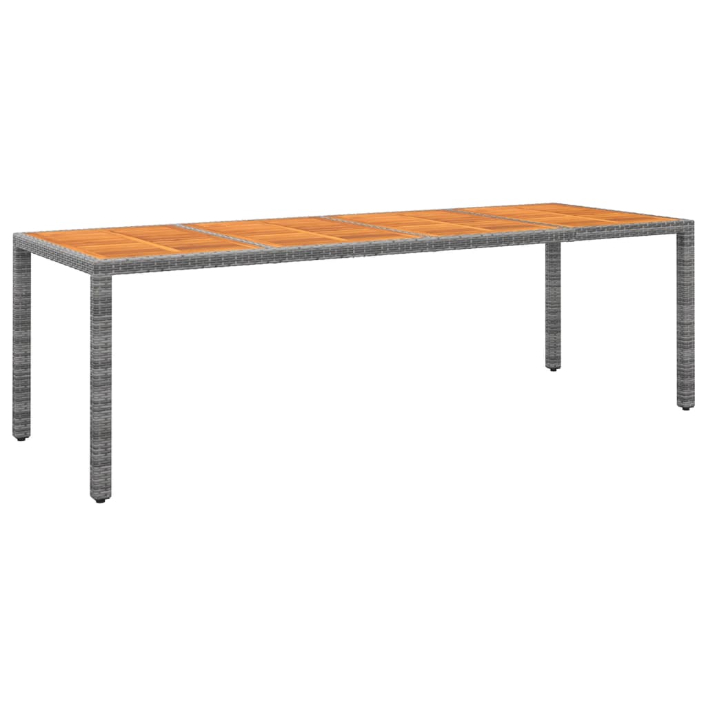 Tuintafel 250x100x75 cm poly rattan en massief acaciahout grijs - AllerleiShop