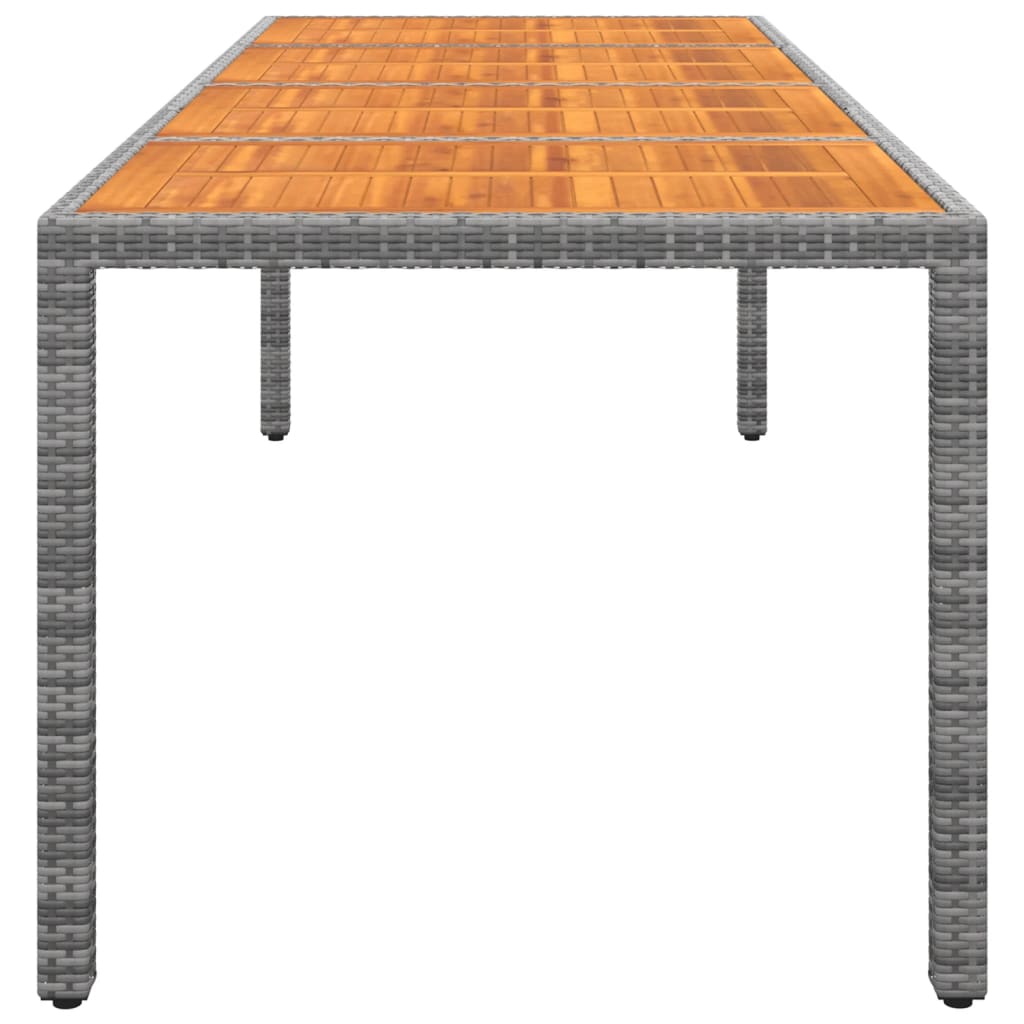 Tuintafel 250x100x75 cm poly rattan en massief acaciahout grijs - AllerleiShop