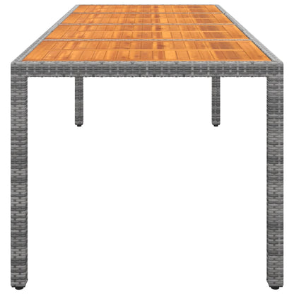 Tuintafel 250x100x75 cm poly rattan en massief acaciahout grijs - AllerleiShop