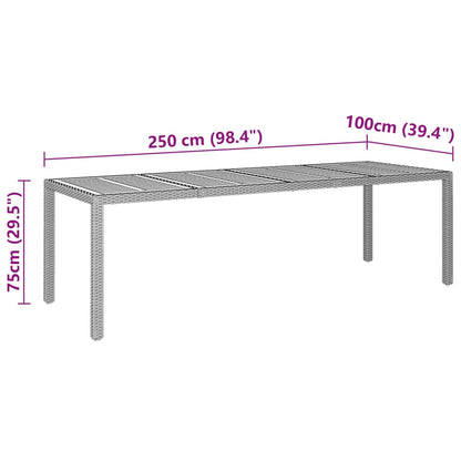 Tuintafel 250x100x75 cm poly rattan en massief acaciahout grijs - AllerleiShop