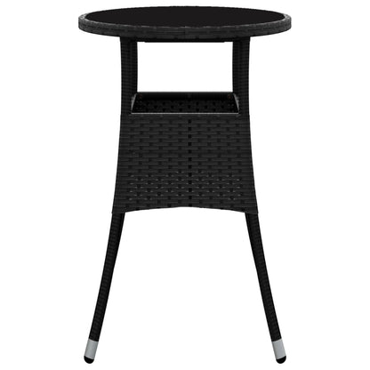 Tuintafel Ø60x75 cm gehard glas en poly rattan zwart - AllerleiShop