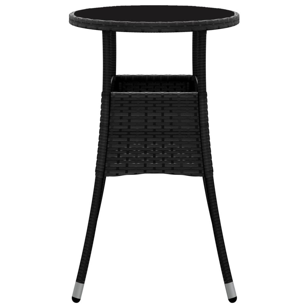 Tuintafel Ø60x75 cm gehard glas en poly rattan zwart - AllerleiShop