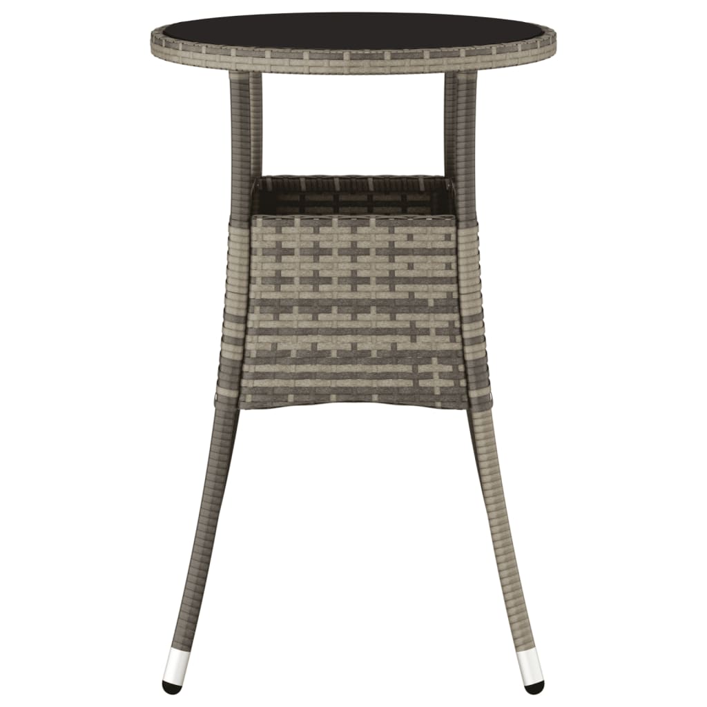 Tuintafel Ø60x75 cm gehard glas en poly rattan grijs - AllerleiShop