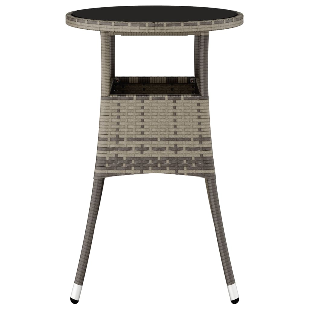 Tuintafel Ø60x75 cm gehard glas en poly rattan grijs - AllerleiShop